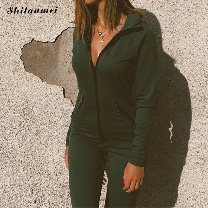 Осень 2019 комбинезон для тренировок женский слитный зеленый спортивный похудения