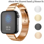 Браслет из нержавеющей стали для смарт-часов Huawei band 5Honor S1, спортивный ремешок шириной 18 мм, быстросъемный браслет