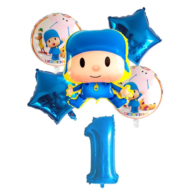 6 шт./партия Pocoyo номер фольги Воздушные шары набор детский душ День Рождения Вечеринка крестины Декор поставки детские игрушечные фигурки из мультфильма globos - Цвет: Прозрачный