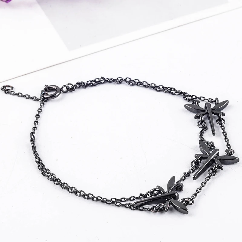 Браслет с тонкой цепочкой со стрекозой простое Ювелирное Украшение креативной