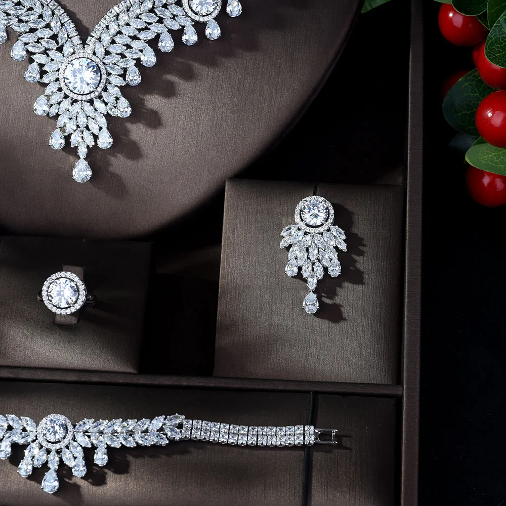 HIBRIDE классические наборы свадебных украшений AAA кубический цирконий медь