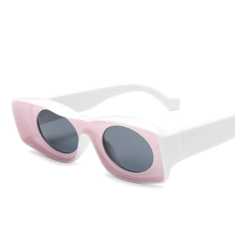 C5 Pink Grey Новые квадратные солнцезащитные очки в стиле хип-хоп для женщин и мужчин модные забавные солнцезащитные очки унисекс уникальные овальные очки ярких цветов Gafas UV400 - Цвет линз: C5 Pink Grey