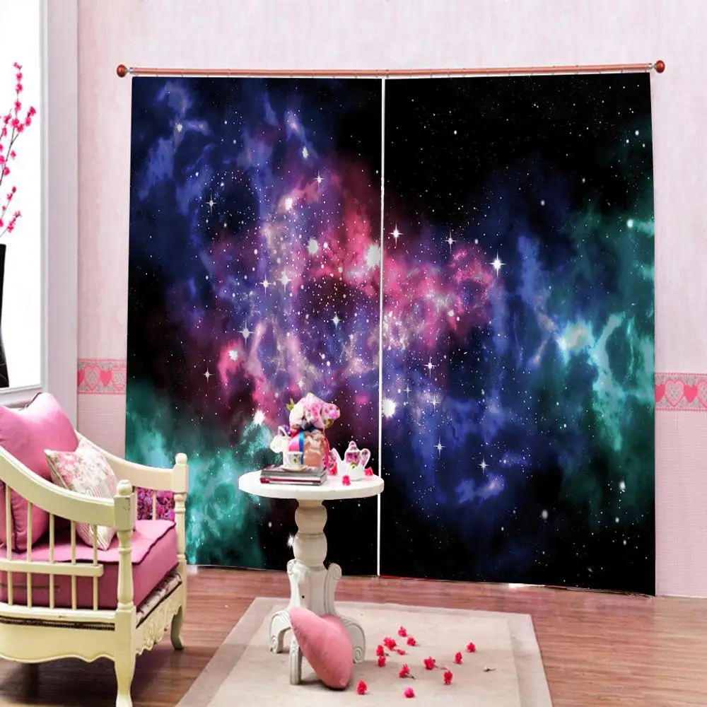 

star 3D Window Curtain sky print Luxury Blackout For Living Room Blackout curtain