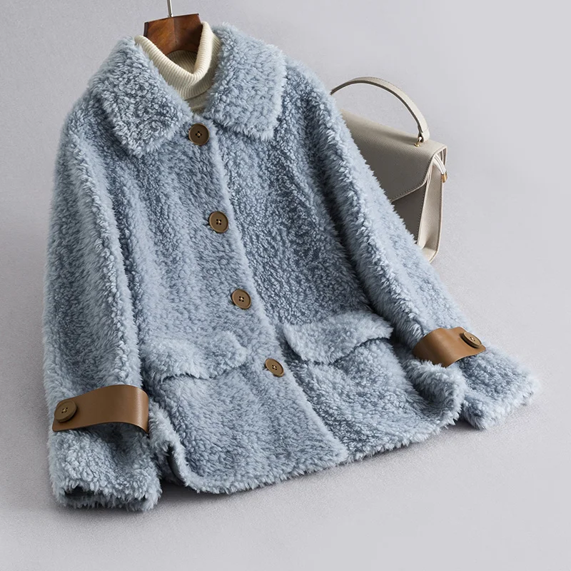 Bestellen Pelz Weibliche Echte Herbst Winter Kleidung 2020 Koreanische Vintage Schafe Scheren Jacke Frauen 100% Wolle Mantel Tops Hiver 2906