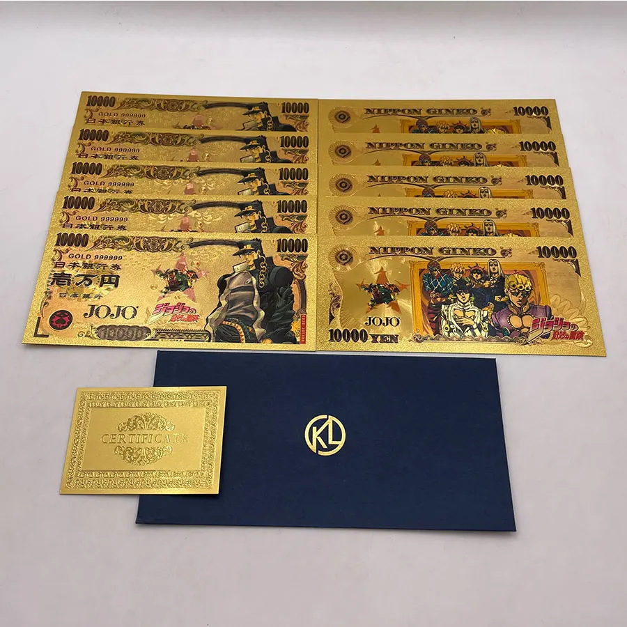 9 видов японских классических золотых аниме наклеек для банкнот