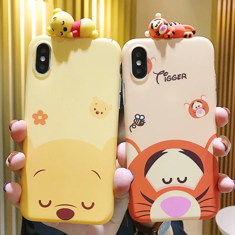 Мультяшная 3D кукла Винни тиггер чехол для телефона для iPhone X XS MAX XR анти-осень мягкая задняя крышка для iPhone 7 8 P 6s 6 Plus чехол Fundas