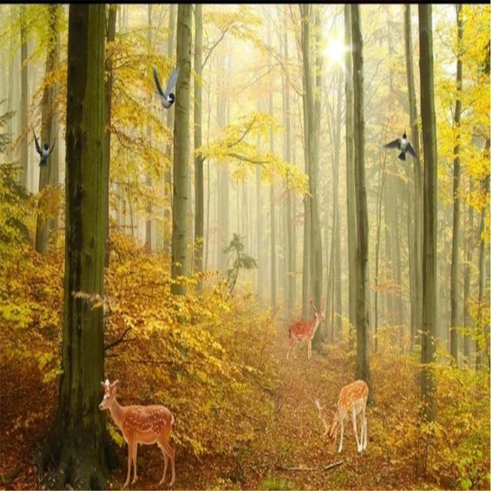 Современный простой лесной пейзаж лес обои фоновая стена 3d | Строительство и