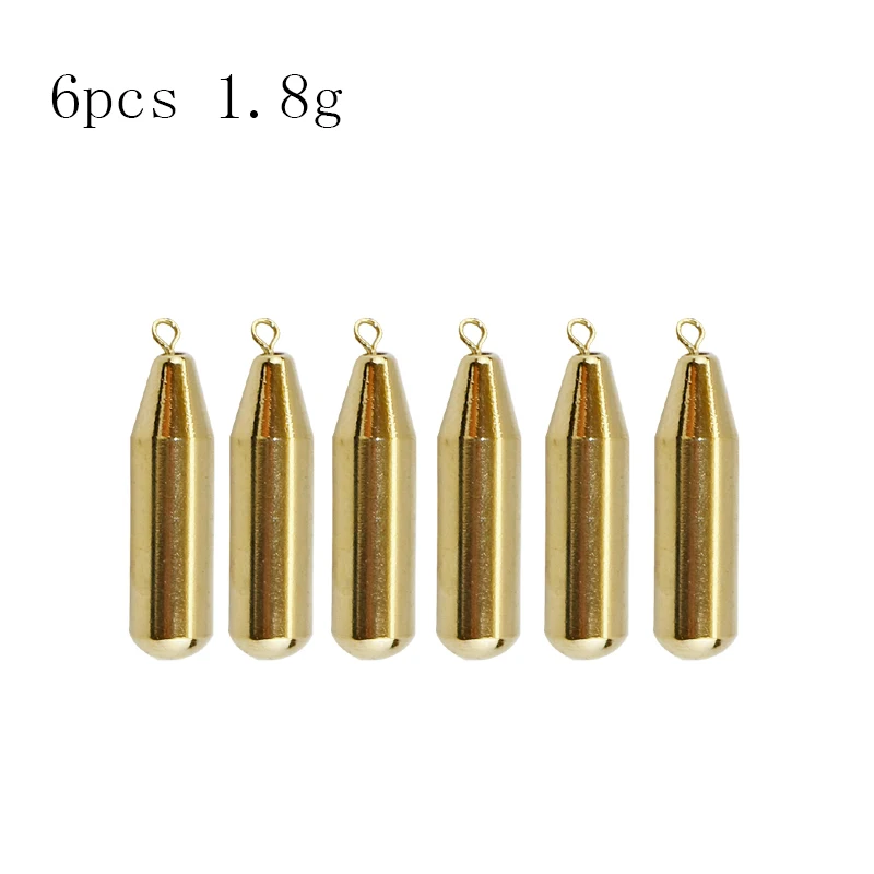 6pcs 1.8g AI-SHOUYU, 1,8 г, 3,5 г, 5 г, 7 г, 10 г, латунные пули, грузики, грузила, весовые грузила, свинцовый окунь, щука, чуб, рыболовные снасти - Цвет: 6pcs 1.8g