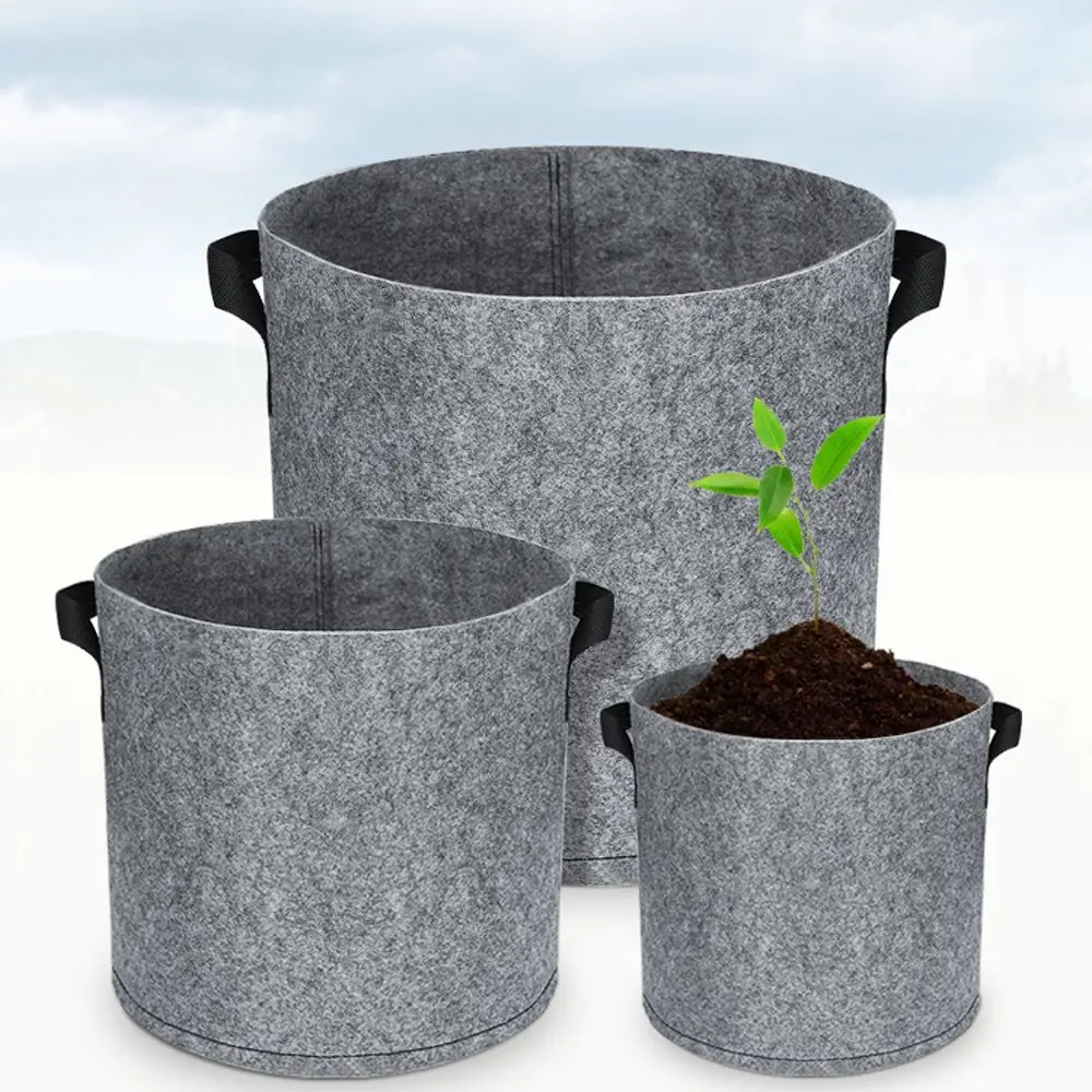3/5/7/10 Gallon Grow Bags with Handles Grey Black Fabric Garden Pots Planting Round Flower Planters Supplies Tools | Дом и сад