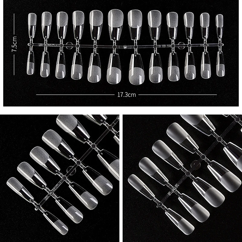 240Pcs Nail Art Clear Natural Full Cover Oval Sharp End Stiletto Long False Fake Nails Tips Manicure Artificial Salon | Красота и