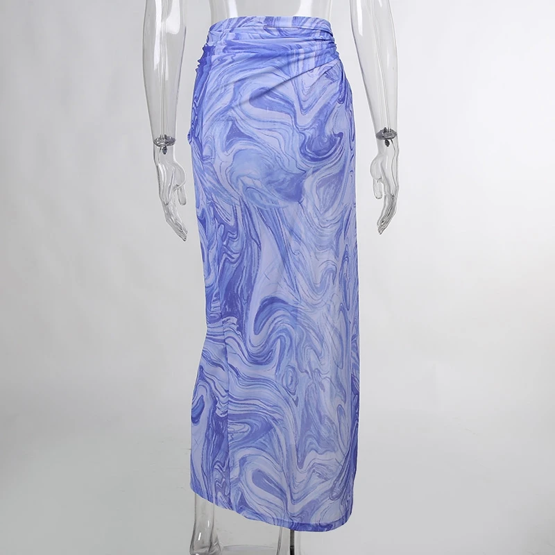 Женская сетчатая пляжная юбка с высокой талией купальник абстрактным принтом в