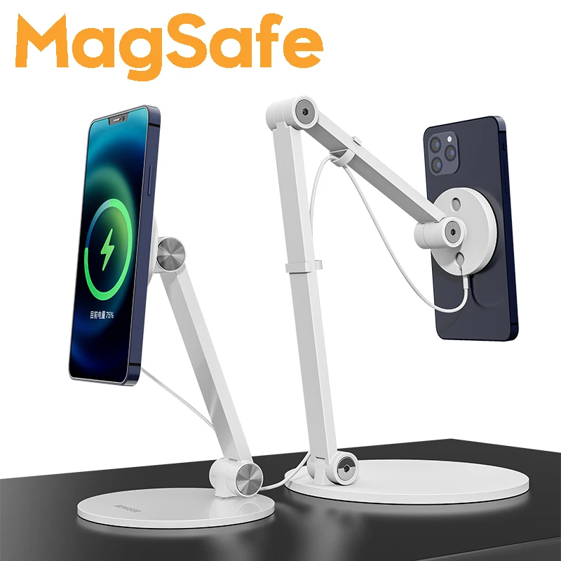 

Cell Phone Holder MagSafe Wireless Charger Stand Desk Support Adjustable Arm for iPhone 8 X XS 11 12 Max Pro