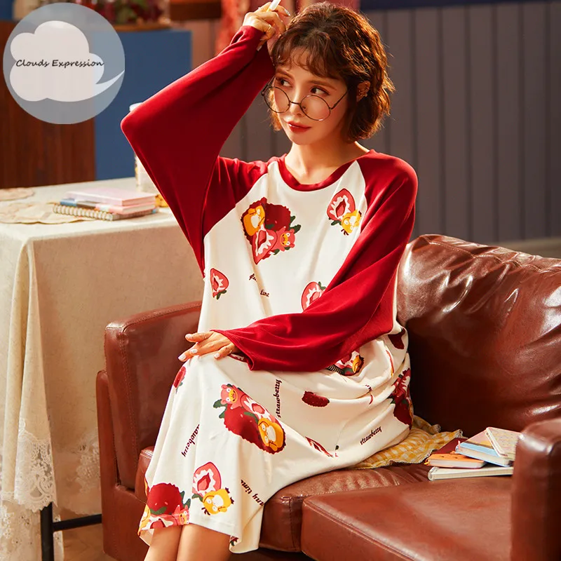 Рубашка ночная женская с длинным рукавом хлопок 35% цвет в ассортименте | Женская