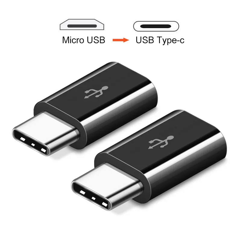 2 PCS Black Type C к Micro USB адаптер OTG конвертер для samsung s8 huawei P10 P9 зарядное устройство для трансмиссии разъем - Цвет: 2 PCS Black