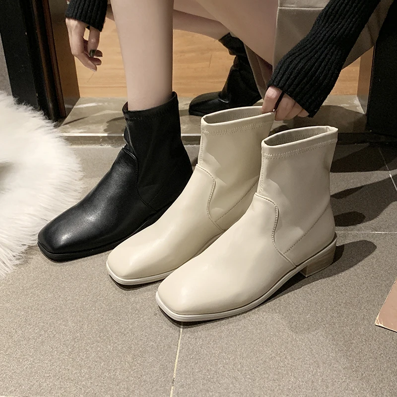 

Женские ботинки челси до середины икры с круглым носком-Женская роскошная дизайнерская обувь до середины икры из резины 2021 модная Женская О...