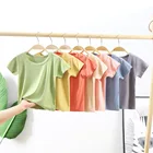 2021 летняя детская футболка с коротким рукавом, топ из модала для мальчиков и девочек, нижняя рубашка для детей 18 месяцев-7 лет, повседневная одежда для мальчиков
