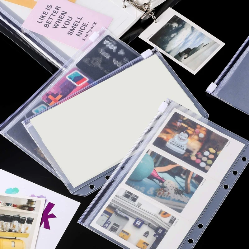 A6 Size 6 Holes Binder Pockets Zipper Folders Waterproof Loose Leaf Bags For Notebooks Cards (40) | Канцтовары для офиса и