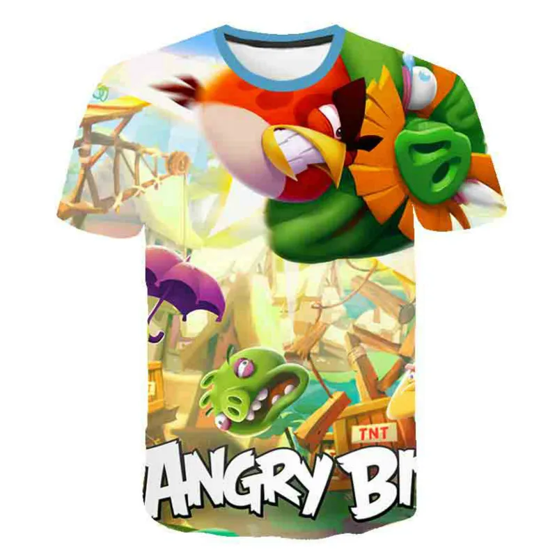 

Novel summer clothes 2021 angry birds, fashion T-shirts and 3D T-shirts printed in movies, boys' and girls' clothes