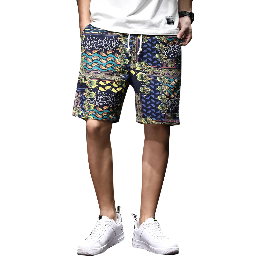 

SHAN BAO Cotton Lightweight Straight Loose Beach Shorts 2021 Summer Classic Style Printed Fashion Men's Thin Casual Shorts
