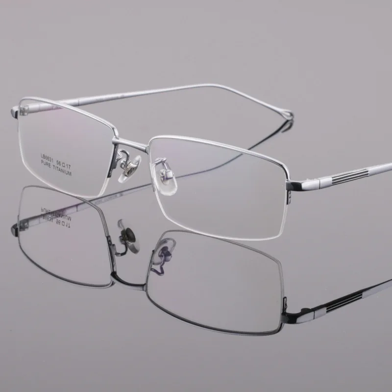 

High Quality Glasses Pure Titanium Frame Business Men's Myopia Prescription Glasses Half Frame Optical Frames 631