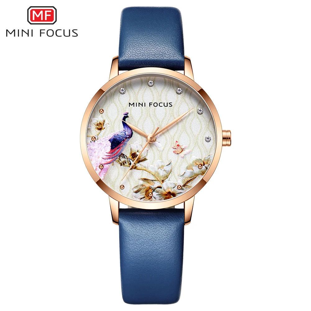 MINIFOCUS, модные женские синие кварцевые часы, лучший бренд, роскошные женские кожаные часы для часов, повседневные водонепроницаемые наручные часы, подарок для девочки