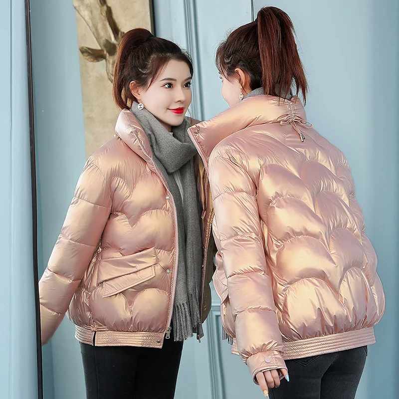 off-Season Glossy down Cotton-Padded Coat for Women Short New Cotton-Padded Coat Korean Style Loose Popular Cotton-Padded