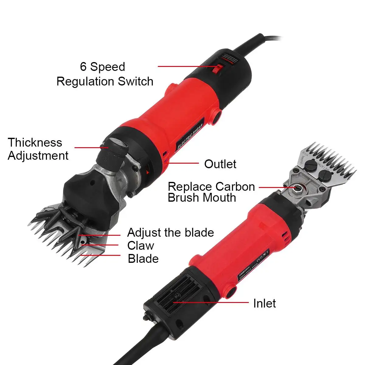 

1200W 2800 rpm 13 Teeth Electric Sheep Goats Shearing Sheep Wool Scissors Clipper Trimmer Animal Cutter Adjustable 6 Speed