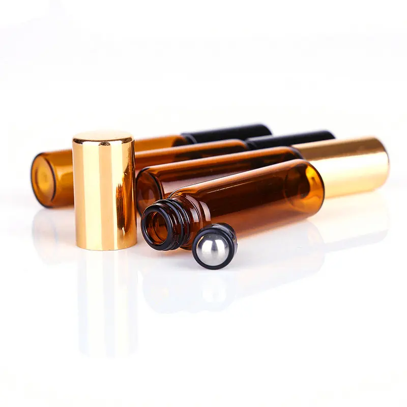 2ml amber jaffa flask with golden black lid empty aluminium ball perfume bottle | Красота и здоровье