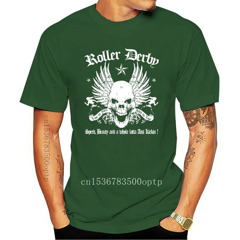 

New Fashion Man T Shirts ROLLER DERBY SKULL Simple Style Tops Shirt Pure One Punch Man Slash Sleeve Comics Tees Crew Neck