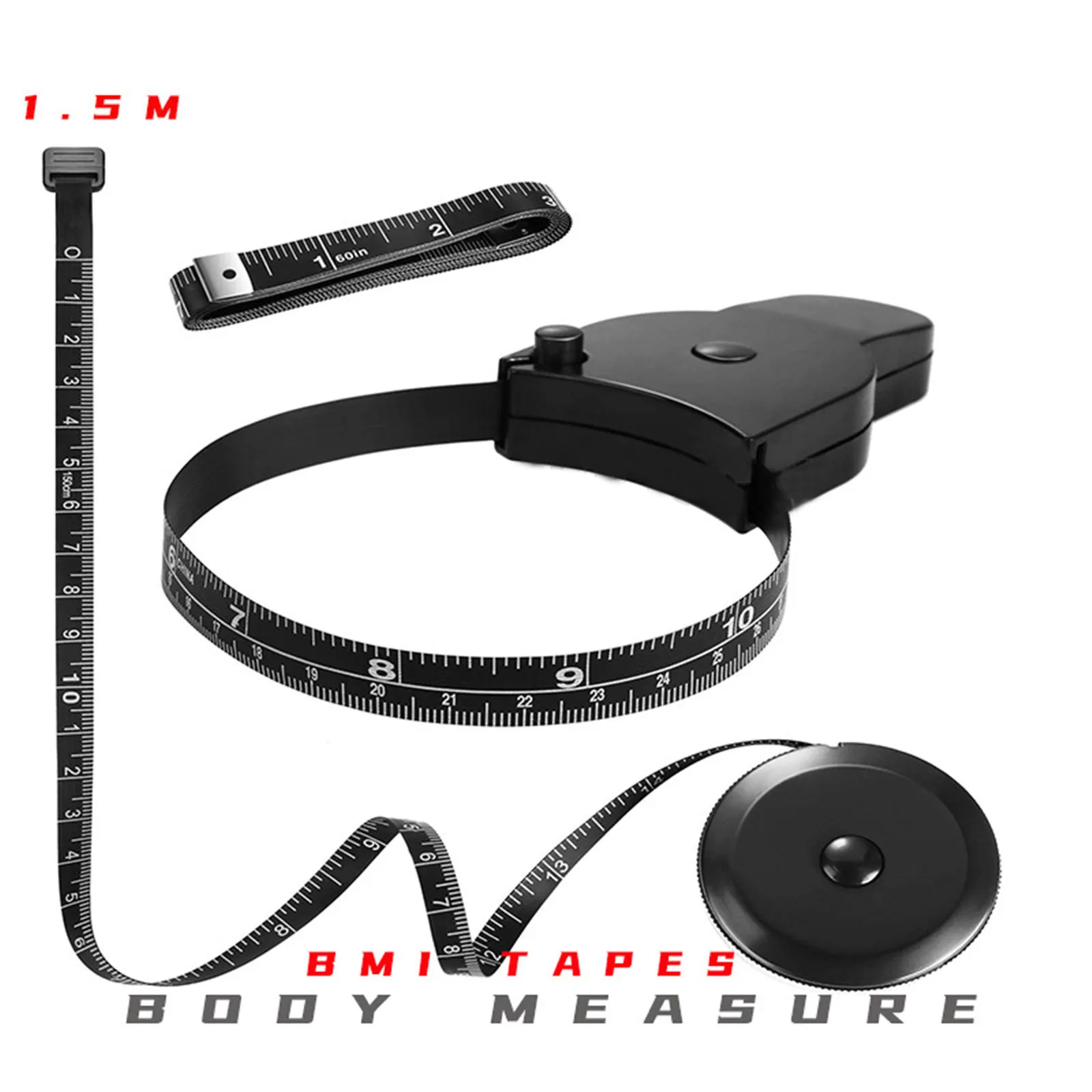 

Sewing Measuring Tape Retractable Tools Flexible Abs Dual Sided Round Tape Measure All Black Mini Telescopic Tape 150 Cm #10