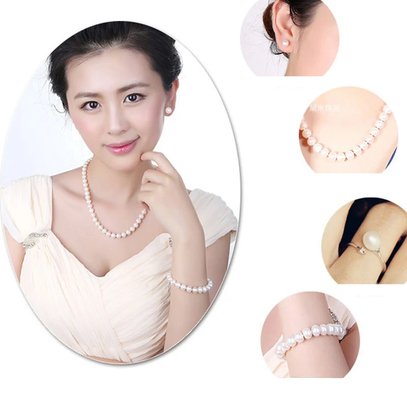 

DAIMI 8-9mm Freshwater Pearl Necklace Near-round Shape Pearl Copper And Gold-plated Necklace/Bracelet/Ring/Earrings For Women