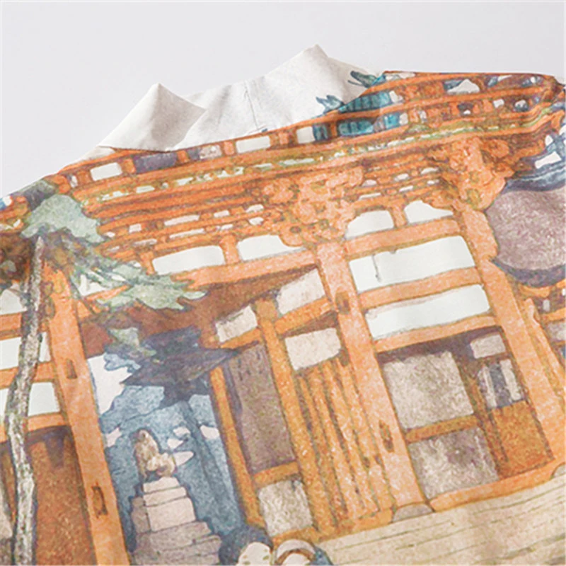 Кардиган женский/мужской с винтажным принтом традиционная рубашка в японском