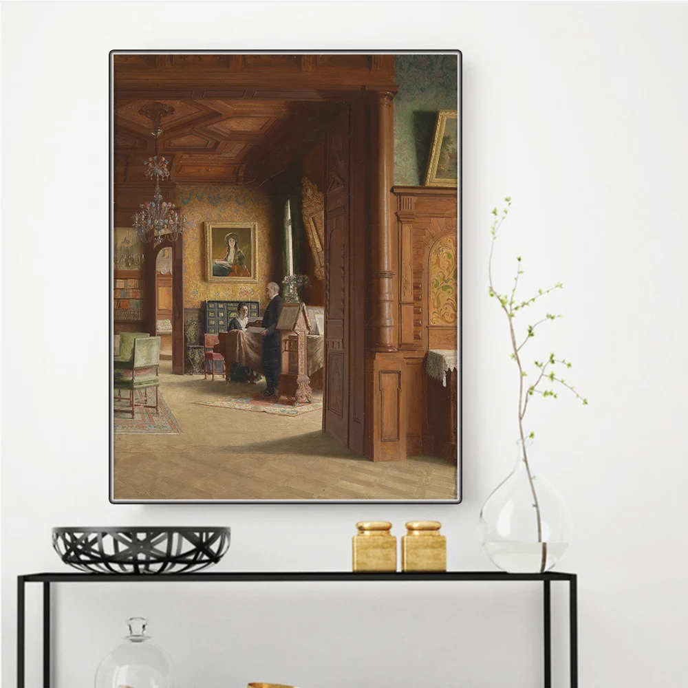 Фридрих фон Амерлин Карл пробст с женой Жизела на пианино художественные картины