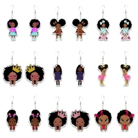 acrylic earrings cartoon cute black girl resin pendant earrings ladies gifts children
