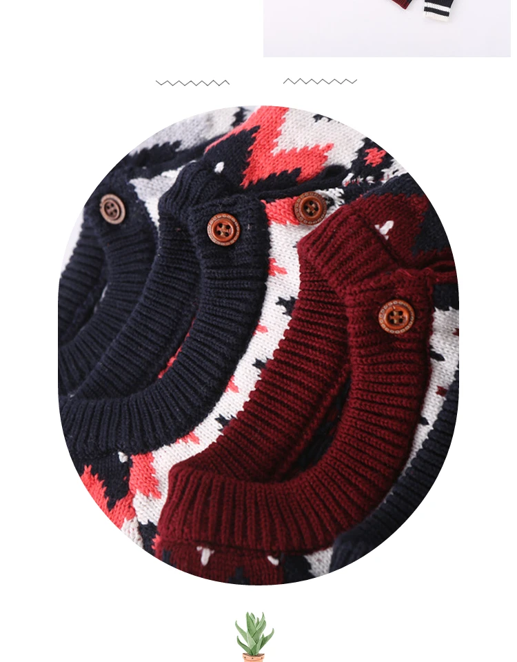 Boys sweater spring and autumn new girls clothes wear geometric cotton knitted baby pullover sweater