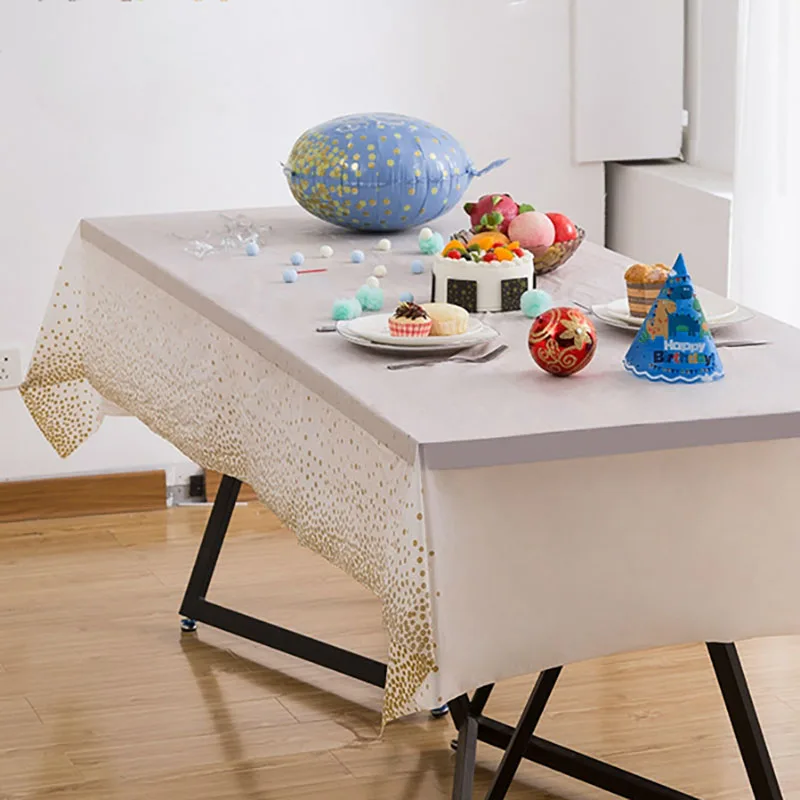 

Bronzing Disposable Tablecloth Gold Dots Table Cloth Cover for Birthday Party Supplies Wedding Decoration Disposable Tableware