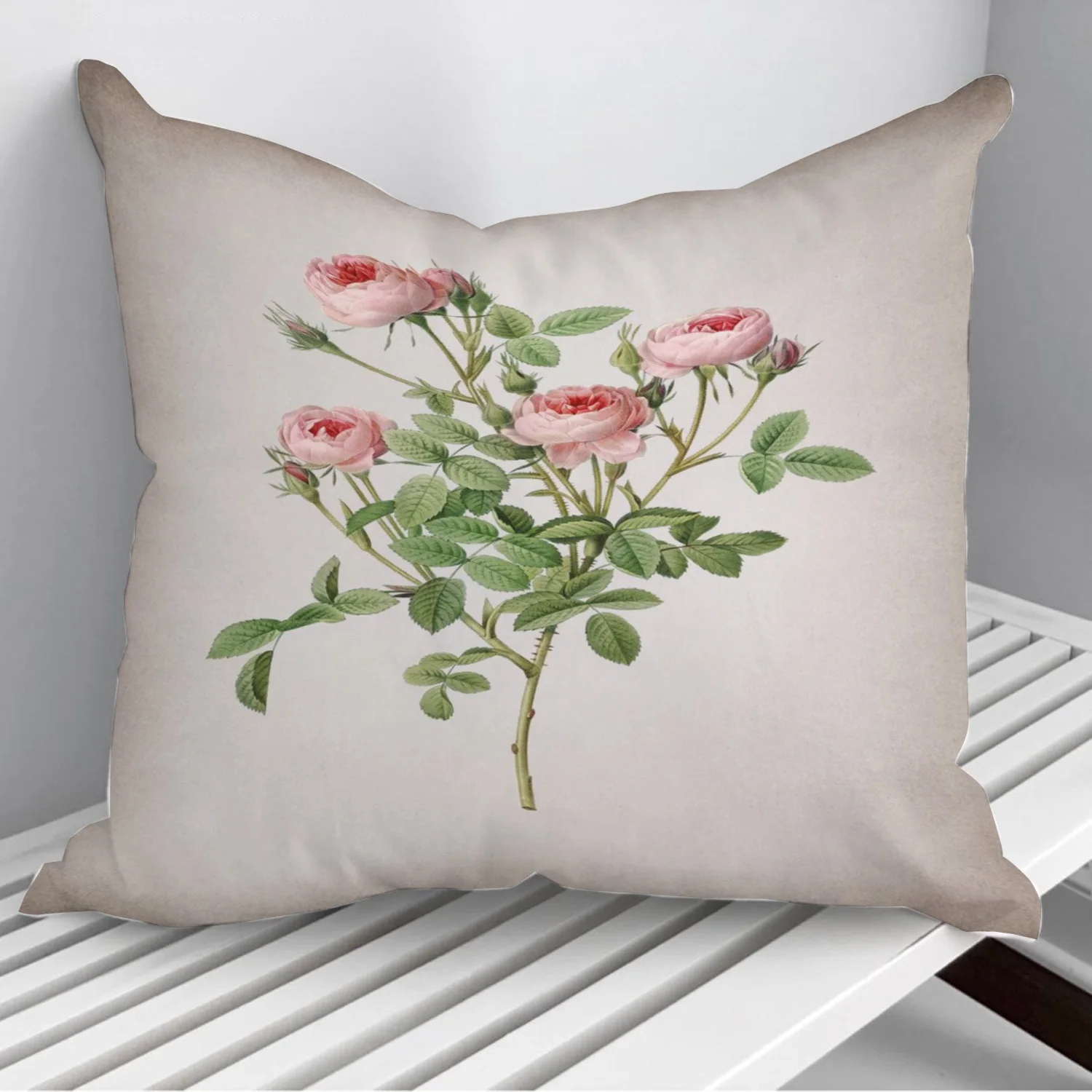 

Blooming Burgundian Rose Pillowcase Decorative Sofa Cushion Case Bed Pillow Cover Home Decor Car Cushion Cover 45*45cm