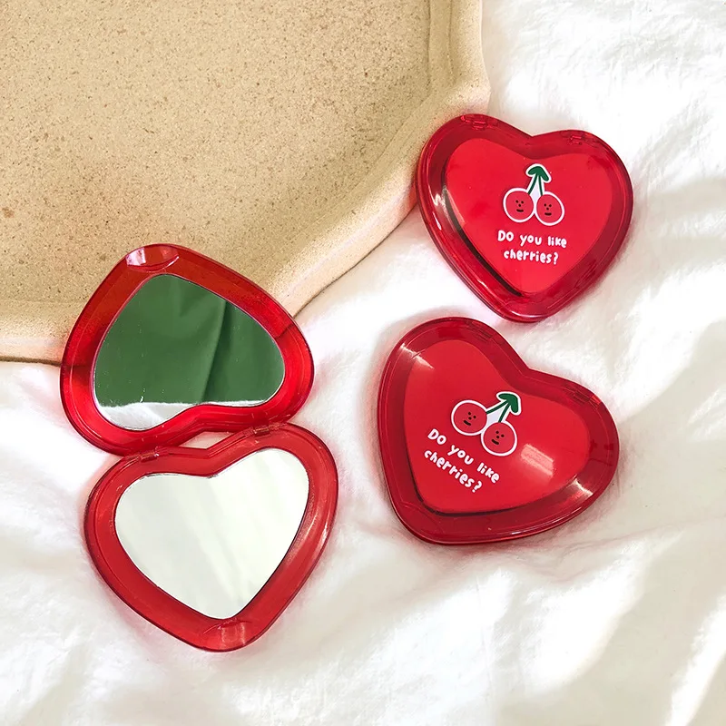 Ins girl love cherry двухстороннее зеркало карманное зеркало портативный флип мини труба студенческое зеркало для макияжа