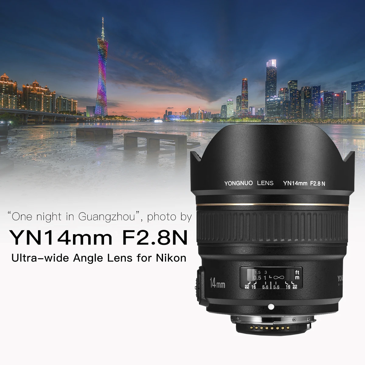 

Yongnuo Lens 14mm F2.8 Ultra-wide Angle Prime Lens YN14mm Auto Focus AF MF Metal Mount Lens for Nikon d5300 d3400 d3100 D850