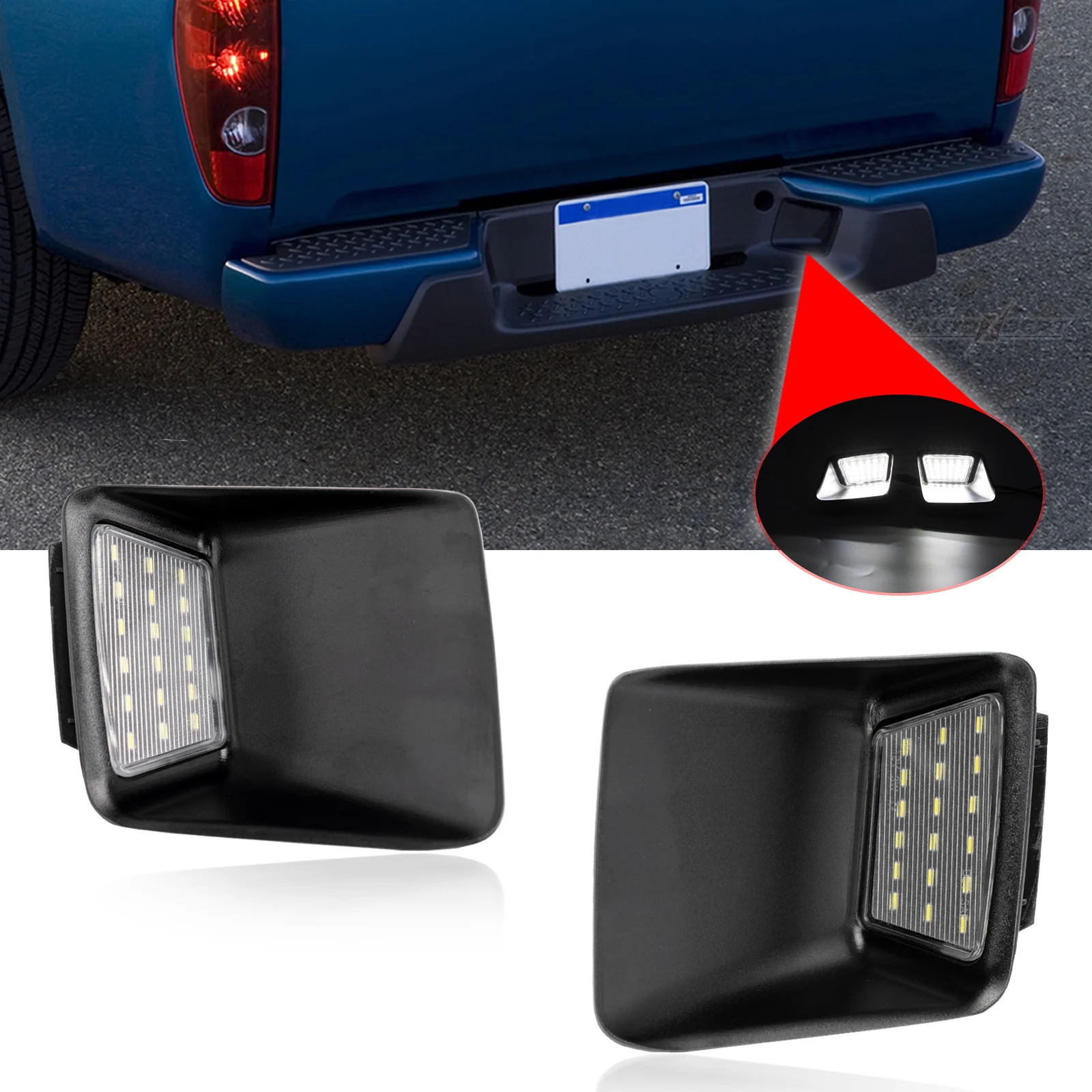 

2Pcs LED License Plate Light Lamp Assembly For Chevy Colorado GMC Canyon 2004-2012 Pickup Truck Rear Tail Bumper Lamp White