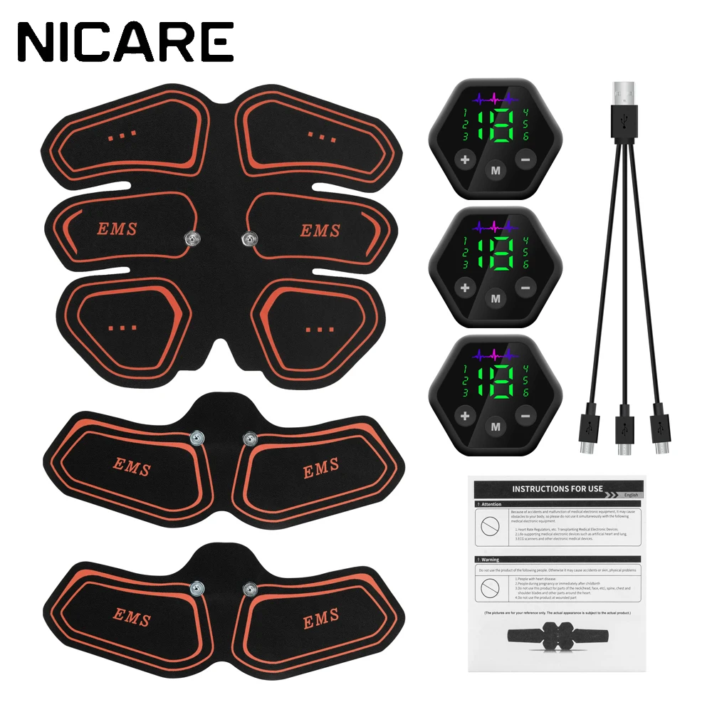 

NICARE EMS Muscle Stimulator Abdominal Hip Trainer LCD Display USB Charging Fitness Massager Home Gym Body Slimming Fat Burner