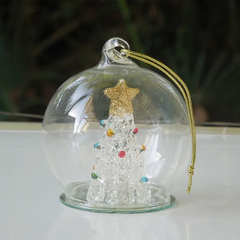 

12 шт./упак. 6*7 см Круглый стеклянный купол, праздничное украшение, стеклянная Рождественская елка, реквизит для окна торговой вечевечерние