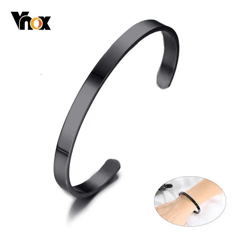 Vnox Simple Cuff Bangles Bracelets for Women 6MM High Polished Stainless Steel pulseira Dia 2.56&quot | Украшения и аксессуары