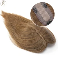 tess non remy human hair women silk base hair topper hair piece 7x12 5cm hair clips natural hair wigs for clip in hair extension