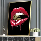 Черные Современные Сексуальные фотообои плакат пламя красные губы Креативная печать головы пули Настенная картина для декора гостиной