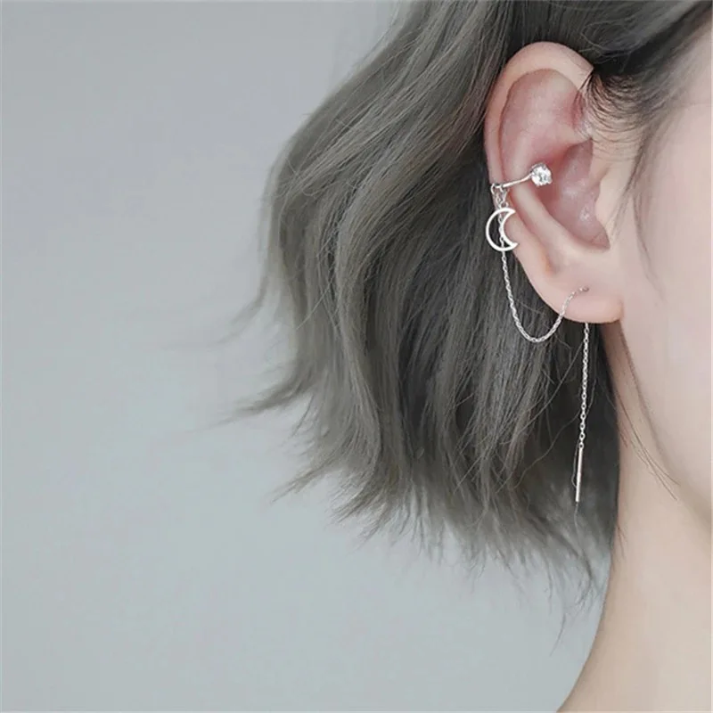 

Minimalist Long Tassel Threader Stud Earrings For Women Gold Silver Color T-Shaped Ear Stud Pendientes Girls Ear Jewelry Gift