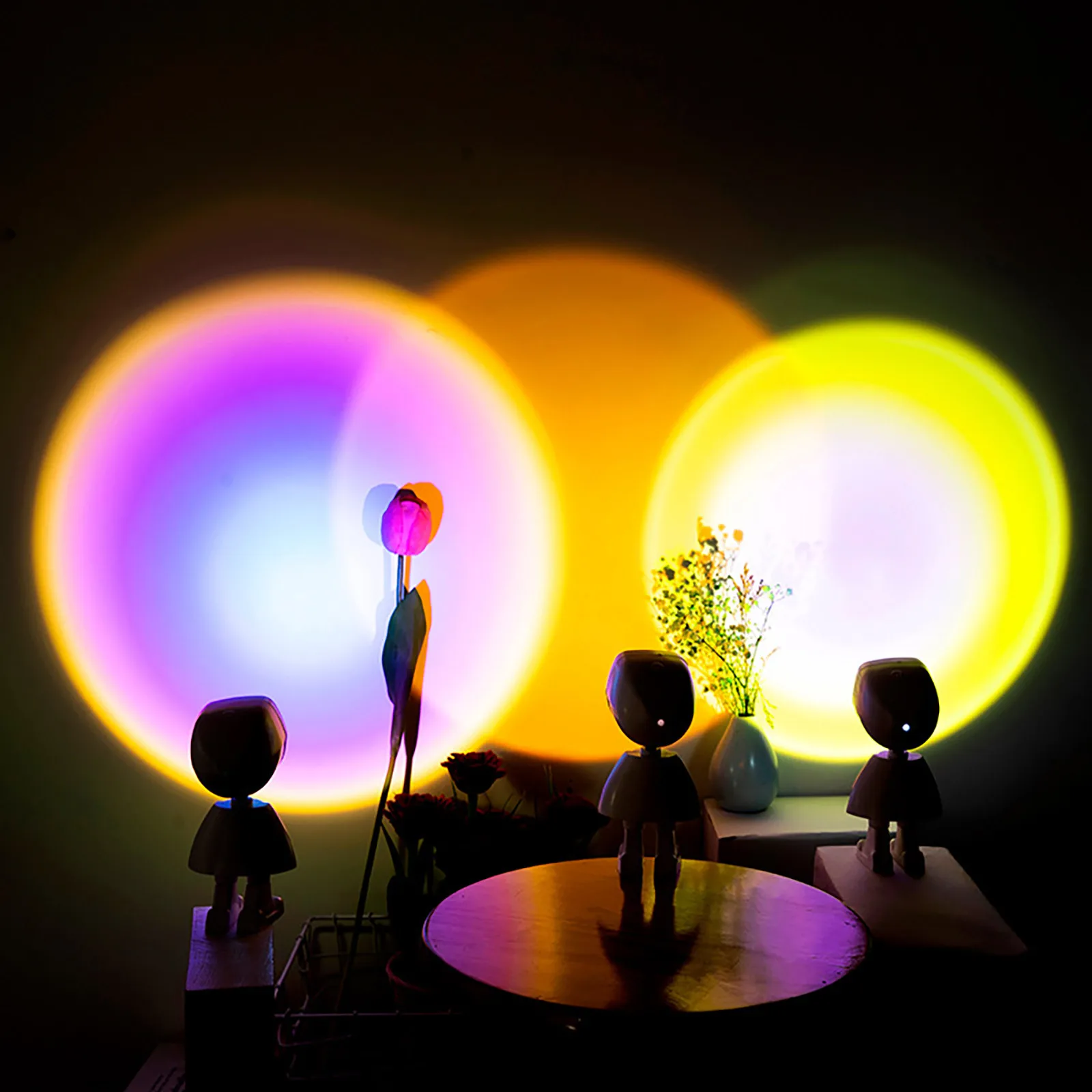 

Atmosphere Led Night Light Rainbow Sunset Projection Light USB Operate Table Lamp Home Coffe shop Background Wall Lamp D26
