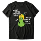 Лимон на груша Веселые фрукты петь Графические футболки для женщин с круглым вырезом и короткими рукавами, хлопковые летние футболки для мальчиков топы, одежда для девочек, Топ # PY