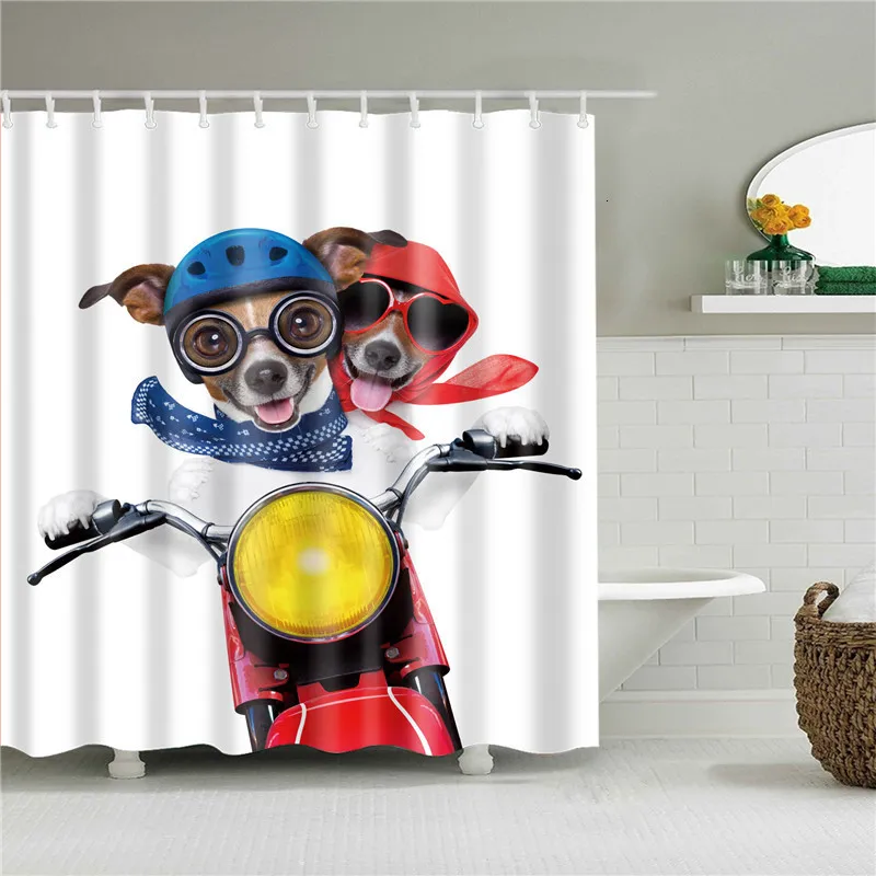 Занавеска для душа с животными котами собаками птицами s Полиэстеровая