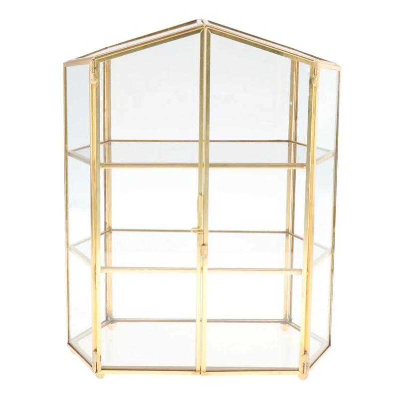 

Vintage Clear Glass 3 Tier Display Box Jewelry Storage Organizer Display Case for Dressing Table Decoration Storage